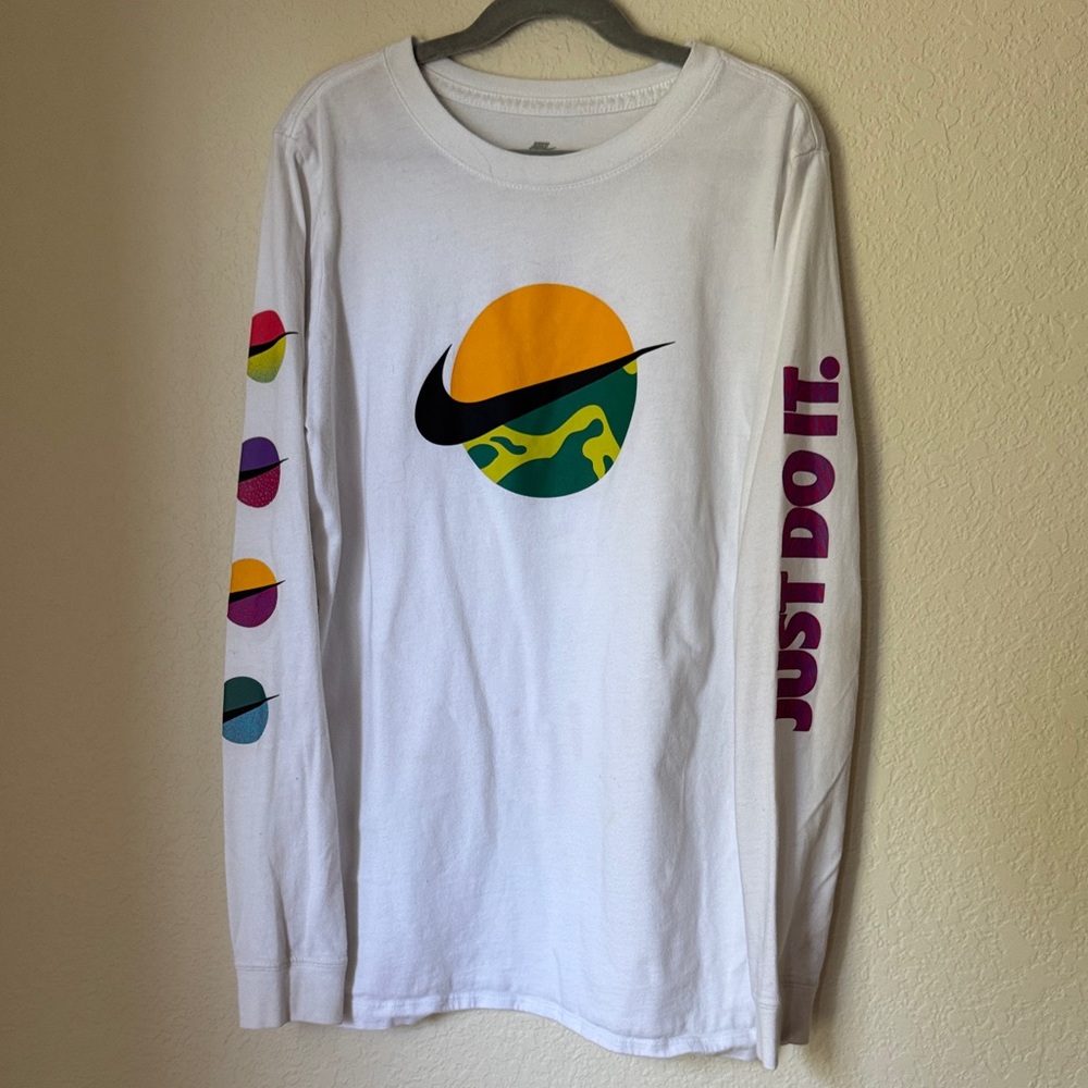 Nike White Long Sleeve with Colorful Graphic